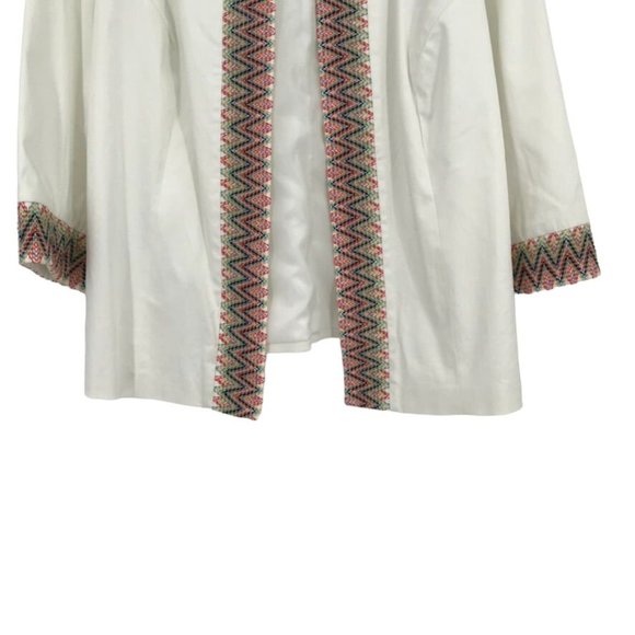 trenz by Theresa Renz women's jacket blazer White cotton embroidered size 2X new - Picture 3 of 6